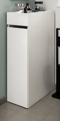 Produktbild von Badezimmer Kommode "Flexy" weiß Anstellregal mit Apothekerauszug 29 x 101 cm