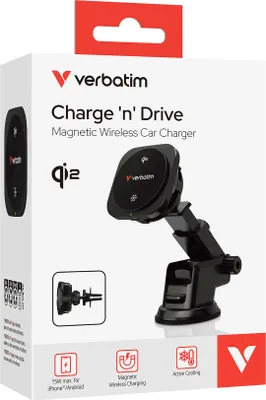 Obrázek produktu pro Verbatim Charge 'n' Drive Qi2, Auto, USB, Bezdrátové nabíjení, 1 m, Černá