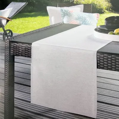 Produktbild von 40 x 140 cm Tischläufer Baumwolle abwaschbar Rechteckig Outdoor Indoor Grau