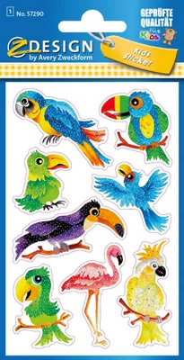 Produktbild von AVERY Zweckform 57290 AVERY Zweckform ZDesign KIDS Glitter-Sticker "Vögel"
