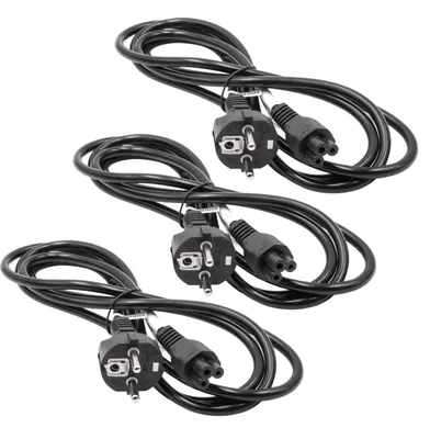 Produktbild von vhbw 3x Netzkabel Schutzkontaktstecker für Kaltgeräte z.B. PC Monitor Computer Drucker Staubsauger - C5 Micky Mouse Kleeblatt Buchse, 2 m