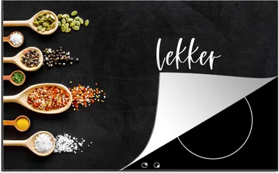 Produktbild von KitchenYeah© Herdabdeckplatte Zitate - Gewürze - Sprichwörter - Gutes Essen , 85x52cm, Küche Deko, Glaskeramikkochfeld Herdabdeckung, Abdeckplatte fùr Kochfeld