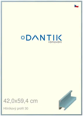 Obrázek produktu pro DANTIK rámeček 42x59,4 | ALU profil 6030 Dýha barevná modrá pastel (Plexi Čiré)