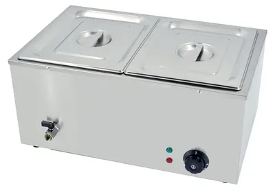 Immagine prodotto di Riscaldatore per buffet elettrico, 1500 W, con 2 contenitori - Acciaio inossidabile - 32,6 x 32,6 x 15,4 cm - Riscaldatore professionale per alimenti