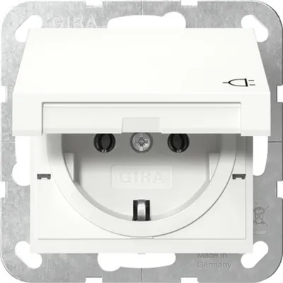 Produktbild von Gira SCHUKO-Steckdose, Klappdeckel, System 55, reinweiß matt, 1 Stk.