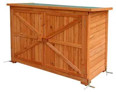 Produktbild von MCombo Gartenschrank Geräteschuppen Werkzeugschrank Outdoor-Schrank Gartenbox aus Holz Natur, 50 X 128 X 88 cm