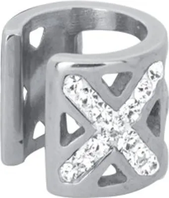 Produktbild von Damen Ohrstecker Edelstahl 316L Ohrklemme Cuff Clip mit Kristallsteine Weiss BCFX-02