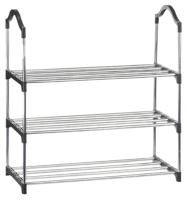 Produktbild von Schuhregal - schwarz - 3 Ebenen - 39 x 15 x 60 cm - Aufbewahrungsregal