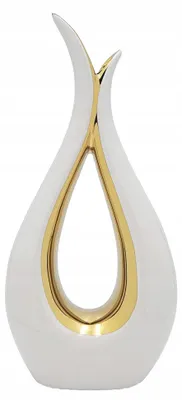 Zdjęcie produktu dla Wazon Biały Duży porcelana rękodzieło ze złotym akcentem i połyskiem 23 cm