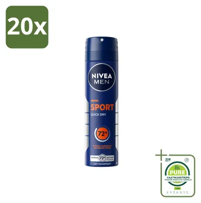 Produktbild von 20 x NIVEA MEN Sport Anti-Transpirant Deodorant Spray 150 ml - Großpackung - 20 Stücke