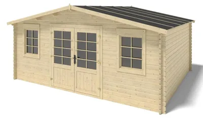 Image de Abri de jardin en bois - 21.42m2 - 5.1x4.2m - Ep. 34mm - Couleur: naturel - DOM746 - ALTANKA