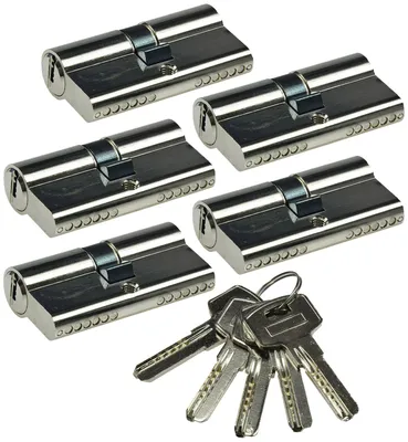 Produktbild von Schließzylinder-Set 5x 60mm (30+30mm) Profil-Zylinder 5 Sicherheits-Schlüssel