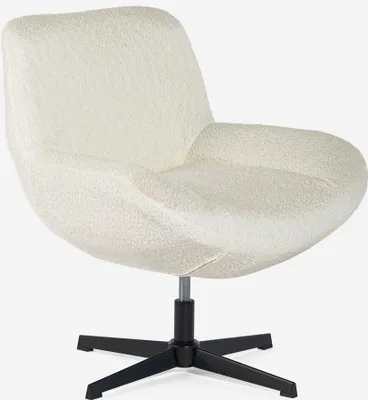 Produktbild von Sessel drehbar elegant aus Bouclé-Stoff fürs Wohnzimmer Büro Lehm - Beige