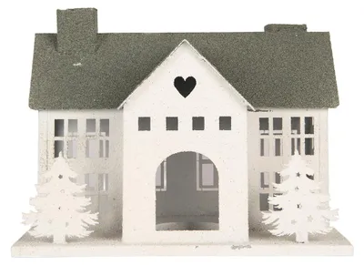 Produktbild von Clayre & Eef Dekorationsfigur Haus 36x23x32 cm Weiß Metall