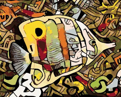 Produktbild von Zuty - Malen nach Zahlen - ABSTRAKTER GELBER FISCH, 40x50 cm, ohne Keilrahmen