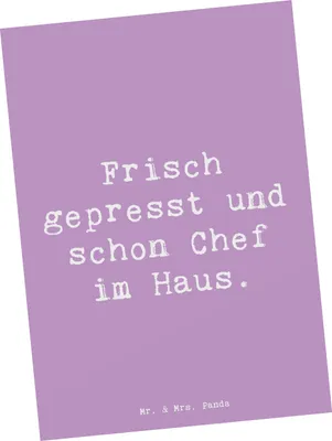 Produktbild von Mr. & Mrs. Panda Postkarte Spruch Baby Chef - Lavendeltraum - Geschenk, Postkarten, Neugeborenes, Motivkarte, herzerwärmende Sprüche, Erinnerung, Liebe, bildkarte, Freude