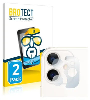 Product packaging for screen protectors, with a graphic of a phone and a close-up of the product on a phone camera.