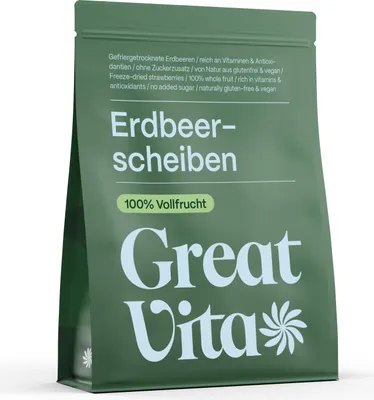 Produktbild von GreatVita getrocknete Erdbeeren 250g | gefriergetrocknete Erdbeerscheiben, ohne Zuckerzusatz
