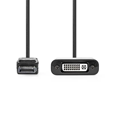 Zdjęcie produktu dla Nedis CCGB37250BK02, 0,2 m, DisplayPort, DVI-D, Męska, Żeńska, Prosty