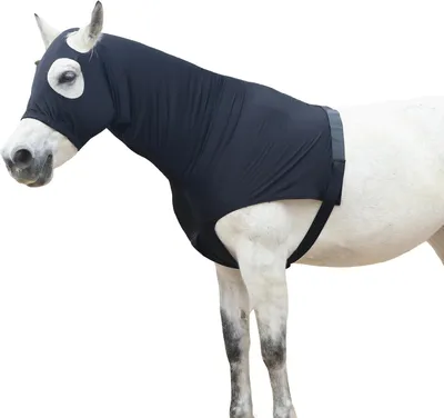 Imagen del producto de Manta para caballos con protección para el cuello, fabricada en Elasthan elástica, ideal para caballos y para protegerlos de los eccemas