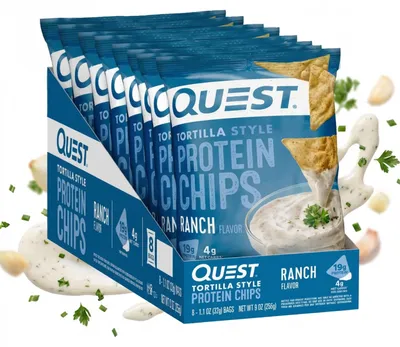 Produktbild von Quest Nutrition Protein Tortilla Chips (8x32g) Ranch - Funktionelle Lebensmittel - Eiweiß-Snacks