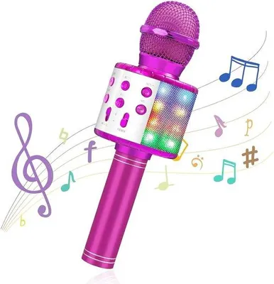 Zdjęcie produktu dla Mikrofon do karaoke z Bluetooth i funkcją nagrywania – przenośny odtwarzacz muzyczny 4 w 1 dla dzieci i dorosłych