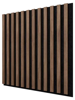 Produktbild von STEGU ACOUSTIC PROline Akustikpaneele Holz 60x60,5 cm Esotica/Schwarz Wandpaneele Lamellenwand Filz