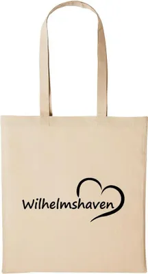 Produktbild von Huuraa Baumwollbeutel Wilhelmshaven Geschenk Einkaufstasche Natural 10 Liter Baumwolle Wilhelmshaven Accessoire