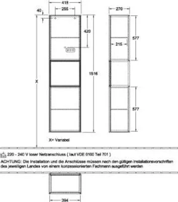 Produktbild von Villeroy & Boch G470HBHB Hochschrank Finion G47 418x1516x270mm