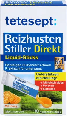 Immagine prodotto di Tetesept Tosse irritante Stiller Direkt Liquid Sticks leniscono la tosse irritante, 10 stick