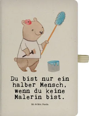 Produktbild von Mr. & Mrs. Panda Kladde Malerin Herz - Transparent - Geschenk, notizbuch, Maler, Notizheft, Journal, Spruch, Tagebuch, DIN A4, Jubiläum, Malerbetrieb, Witzig, Lustig