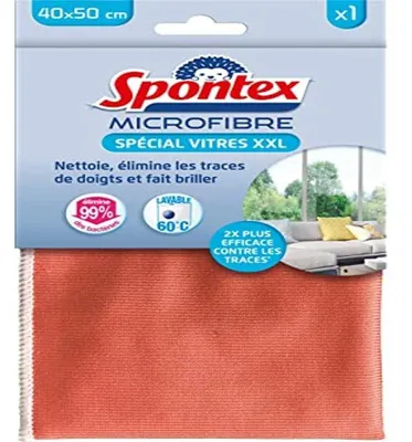 Imagen del producto de Paño de microfibra especial Spontex para cristales, tamaño XXL. Lavable a 60 °C, pack de 2 unidades