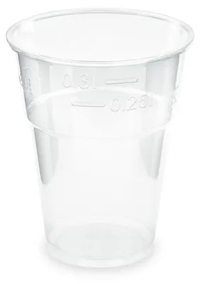 Produktbild von 250x Einweg-Trinkbecher klar 300 ml 0,3 l Eichstrich PLA ø 84mm