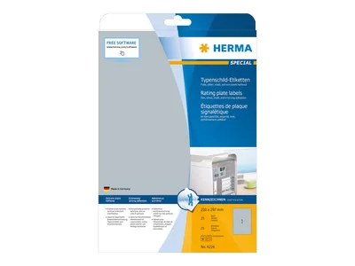 Produktbild von Typenschildetiketten A4 silber 210x297 mm extrem stark haftend Folie matt 25 St.