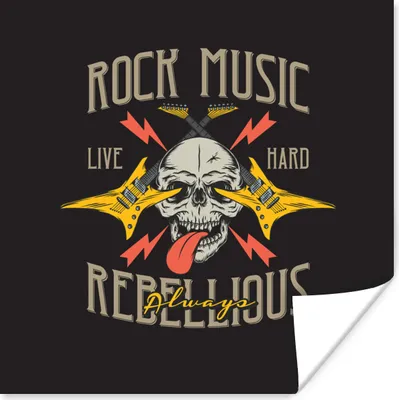 Produktbild von MuchoWow® Poster Vintage - Gitarre - Totenkopf 50x50 cm - Wohnzimmerdekoration