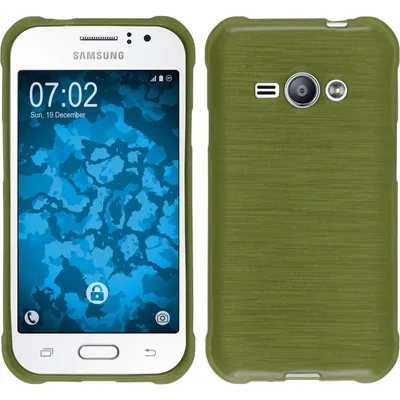 Produktbild von PhoneNatic Case kompatibel mit Samsung Galaxy J1 ACE - pastellgrün Silikon Hülle brushed + 2 Schutzfolien