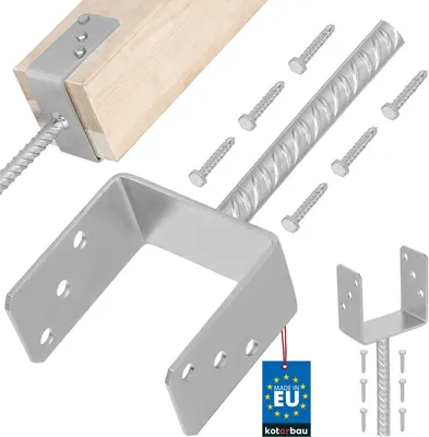 Produktbild von KOTARBAU® U Pfostenträger zum Einbetonieren 121mm mit Riffeldolle Pfostenanker für Zaunpfosten Pfostenschuh mit Betonanker verzinkter Stahl