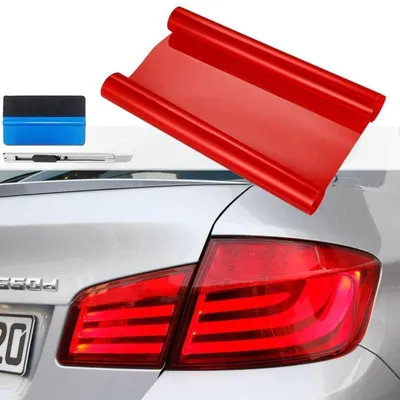 Immagine prodotto di Pellicola per vetri auto, per fari, luci posteriori e fendinebbia, dimensioni 30,5 x 121,9 cm, colore rosso, materiale vinilico, effetto fumé