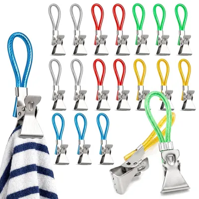 Imagen del producto de 20 pinzas metálicas para toallas en 5 colores