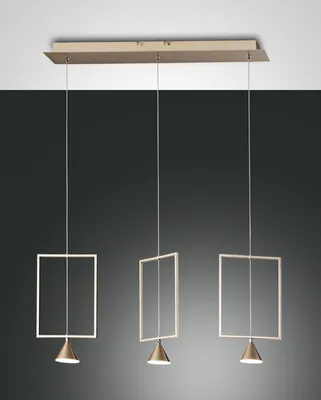Produktbild von Fabas Luce LED Pendelleuchte Sirio 2000x730mm 24W Warmweiß Gold dimmbar