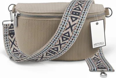 Produktbild von ARTVALL - Umhängetasche aus Cord, Klein mit verstellbarem Schultergurt, abnehmbares Taschenband, Crossbody Bag in Beige