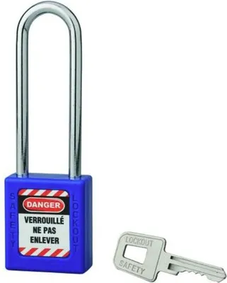 Image de Cadenas de consignation LOTO Lockout Tagout 40 mm anse acier Ø 6 x 76 mm bleu