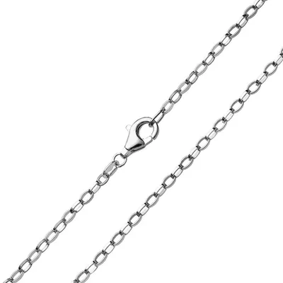 Produktbild von MATERIA 2mm Erbskette Silber 925 oval geschlagen Damen Herren Halskette rhodiniert #K68