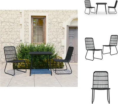 Imagen del producto de vidaXL Juego de mesa y sillas de jardín de 3 piezas, fabricado en ratán sintético y con superficie de vidrio - Conjuntos de muebles de jardín