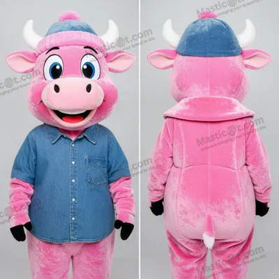 Produktbild von Rosa MASTICOT Samt-Jersey-Kuh-Maskottchen