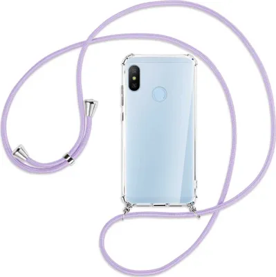 Produktbild von Handykette Backcover-Schutzhülle mit Band (Metall silberfarben) für Xiaomi Mi A2 Lite - violett