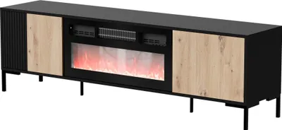 Produktbild von Furniture24 Fernsehschrank Merci 180 Mit Elektrishem Kamin Tv-Lowboard 180 X 53,5 X 40 Cm 2 Türiger Artisan Eiche/Schwarz