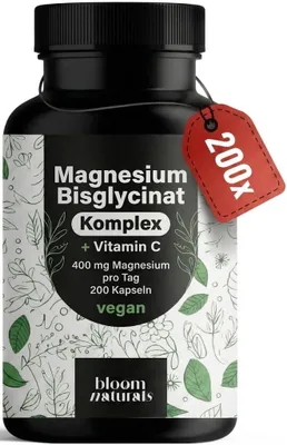 Produktbild von Bloom Naturals Magnesium Komplex 200 Kapseln 400 mg vegan