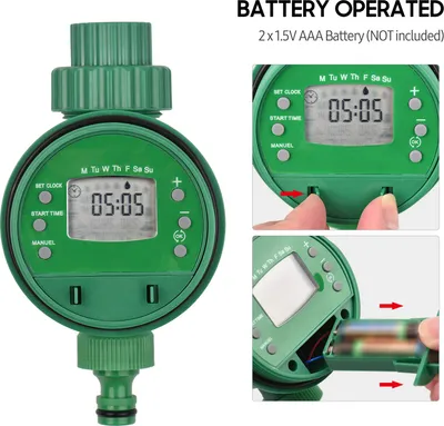 Image de Minuteur d'arrosage numérique Lepmerk, arrosage programmé du jardin, fonctionne sur piles, régulateur d'eau intelligent pour pelouse et serre