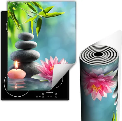 Produktbild von Herdabdeckplatten Glaskeramikkochfeld-Abdeckung 40x52 cm Anti Rutsch Matte Aufrollbar, Blume Grün